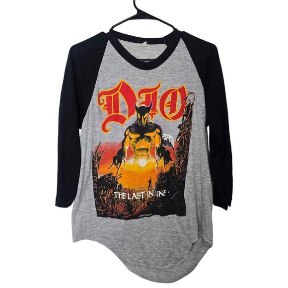 Vintage 1984 Dio The Last In Line Tour Graphic T-shirt Large 3/4 Sleeves